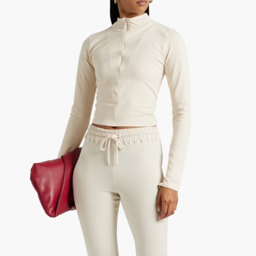 Good American Stretch Cotton Jersey Top in Ecru